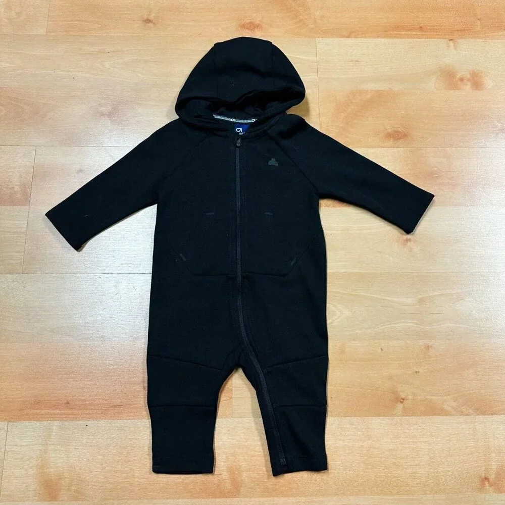 NWT Gap Fit Baby Hooded Black One Piece Size 3-6M NEW